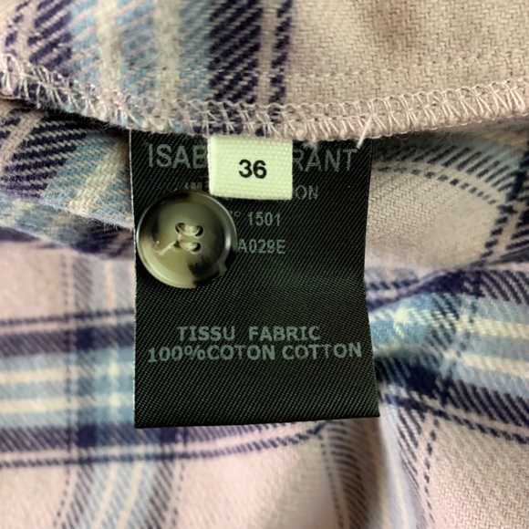 Isabel Marant Étoile Wendy Plaid Ruffle Flannel Shirt Sz 4 Pink Blue Check - Picture 6 of 9